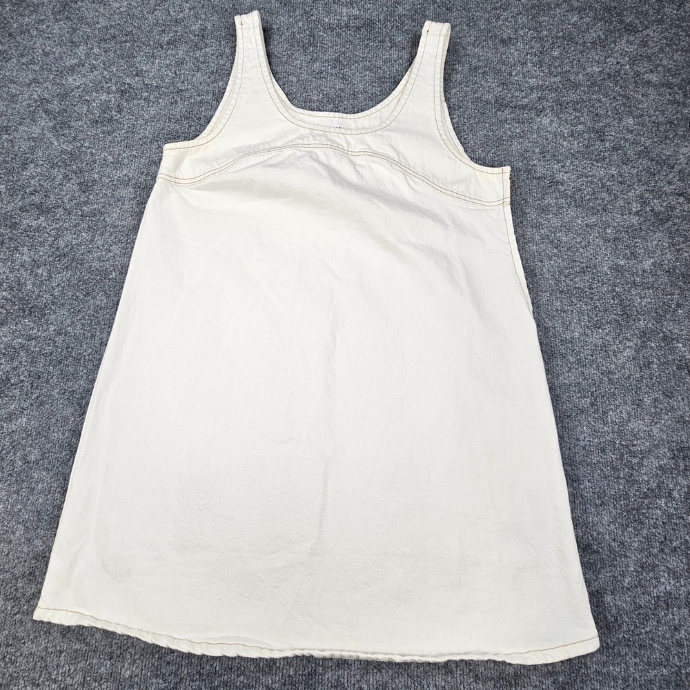 FRAME Denim Micro Flare Denim Mini Dress Women's Large Ecru  Off-White R:$298